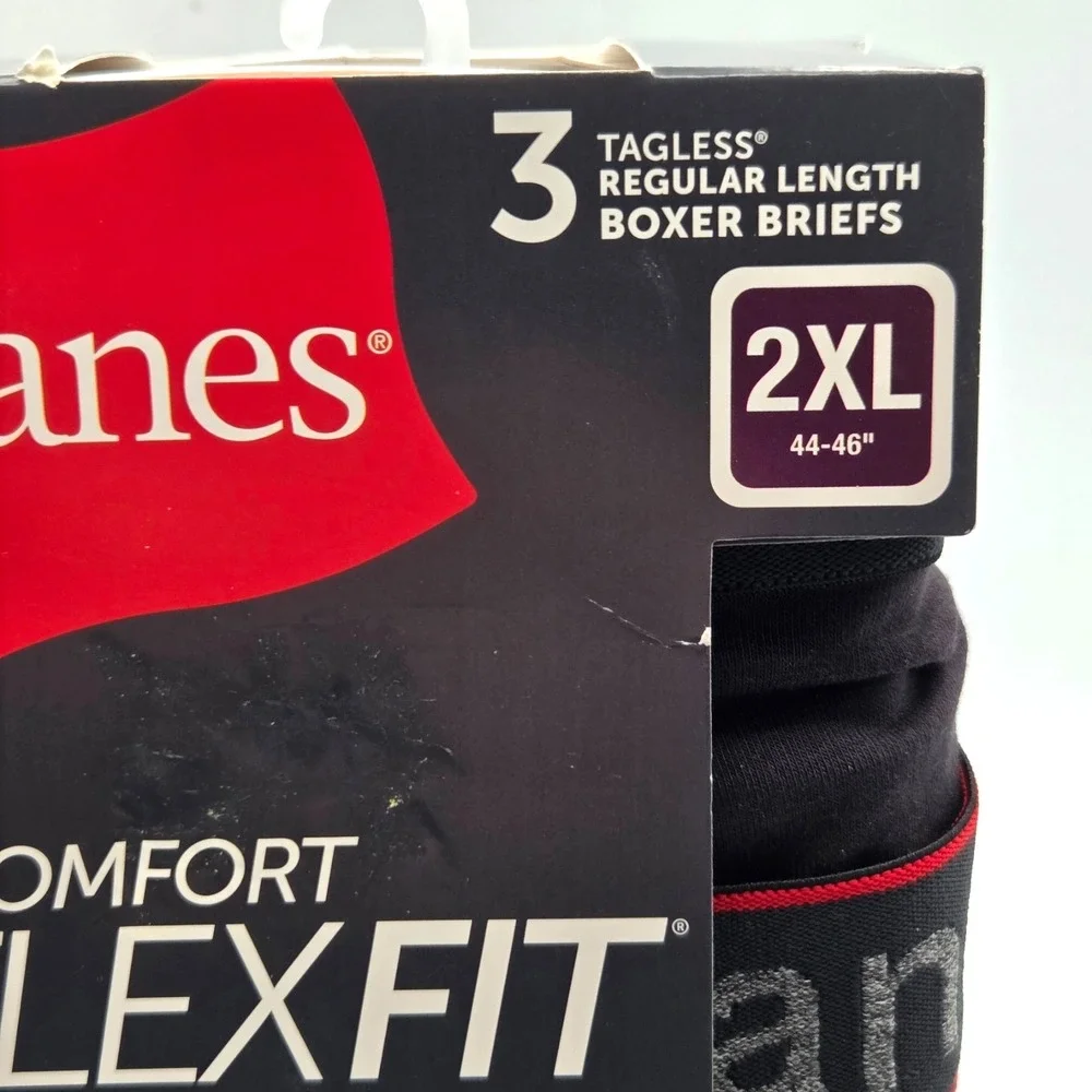 Hanes  Mens Boxer Brief Underwear Long Leg Polyester Blend Comfort Flex Fit  2XL